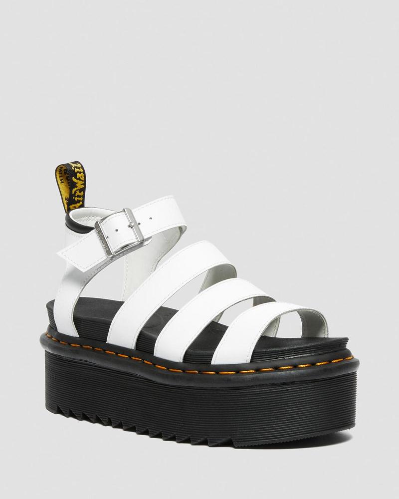 Sandalias Con Tiras Dr Martens Blaire Hydro Cuero Plataforma Mujer Blancos | MX 466GSO